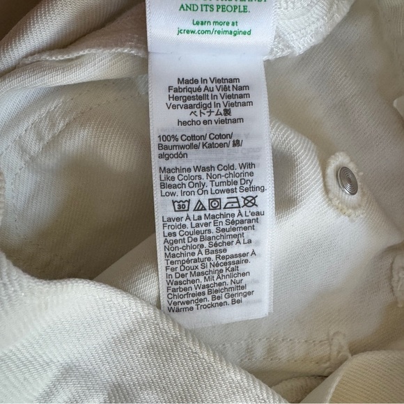 J Crew White Sailor Mid Rise Relaxed Demi Boot Jean Womens Size 27 Gold Buttons - Picture 15 of 16